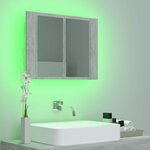 vidaXL Armoire de salle de bain à miroir LED Gris béton Acrylique