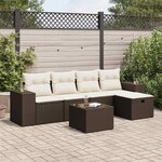 vidaXL Salon de jardin avec coussins 6 Pièces marron résine tressée