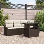 vidaXL Ensemble de canapé de jardin avec coussin 5 Pièces Marron et crème