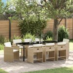 vidaXL Ensemble de salle à manger pour jardin 9 Pièces Beige polyrotin