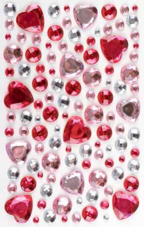 Stickers strass coeur rose 0 5 à 2 cm 106 pièces