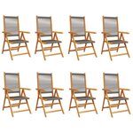 vidaXL Chaises inclinables de jardin lot de 8 gris bois massif acacia