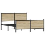 vidaXL Cadre de lit en métal sans matelas chêne sonoma 140x190 cm