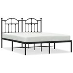 vidaXL Cadre de lit métal sans matelas avec tête de lit noir 135x190cm