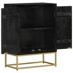 vidaXL Buffet avec 2 portes noir et doré 55x30x75 cm manguier