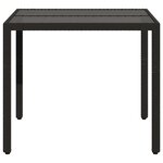 vidaXL Table de jardin dessus en verre Noir 90x90x75 cm Résine tressée