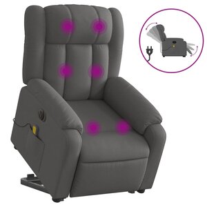 vidaXL Fauteuil inclinable de massage électrique Gris foncé Tissu