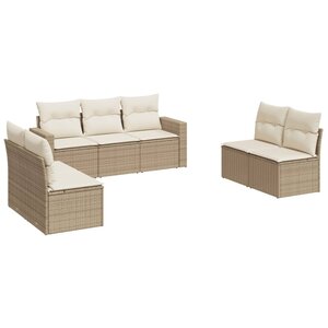 vidaXL Salon de jardin avec coussins 7 Pièces beige résine tressée