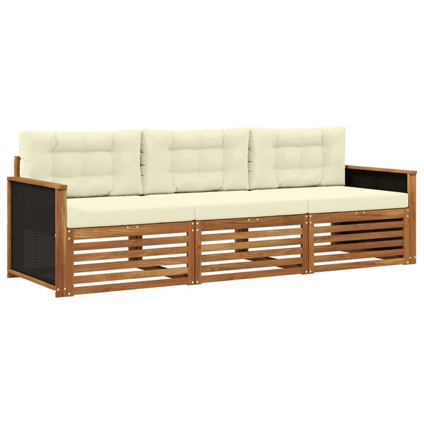 vidaXL Ensemble de canapés d'extérieur 3 pc Naturel et Crème Polyester