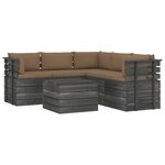 vidaXL Salon palette de jardin 6 Pièces avec coussins Bois de pin massif