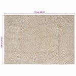 vidaXL Tapis de surface Naturel et Blanc 120 x 170 cm Jute