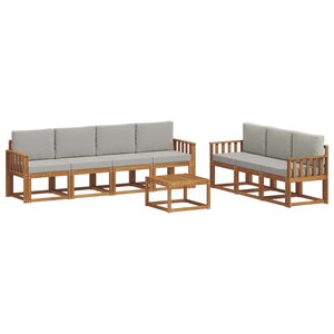 vidaXL Ensemble de canapés d'extérieur 8 Pièces Gris Naturel et Clair