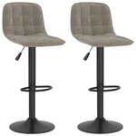 vidaXL Tabourets de bar lot de 2 gris clair velours