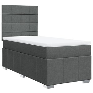vidaXL Sommier à lattes de lit avec matelas Gris foncé 90x200 cm Tissu
