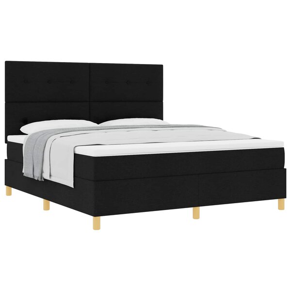vidaXL Lit à ressorts avec matelas Noir 180 x 200 cm tissu