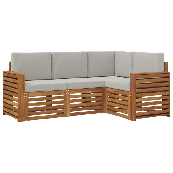 vidaXL Ensemble de canapés d'extérieur 4 pc Gris Naturel et Clair