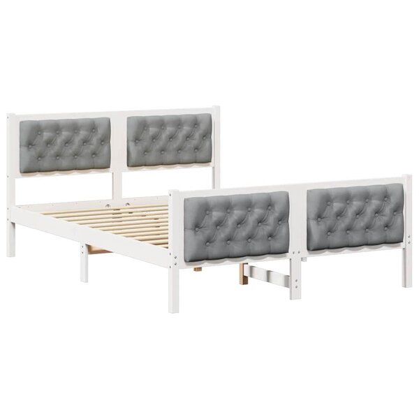 vidaXL Cadre de lit Gris clair 140 x 190 cm Pin massif