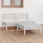 Vidaxl salon de jardin 3 pièces blanc bois de pin massif