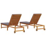 vidaXL Transat 2 Pièces Marron 53 x 202 x 89cm Bois d'acacia massif