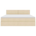 vidaXL Lit avec rangement et LED avec matelas Crème 160 x 200 cm tissu