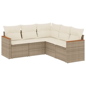vidaXL Salon de jardin avec coussins 5 Pièces beige résine tressée