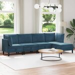 vidaXL Ensemble de meubles pour le salon 5 Pièces Bleu Velours