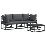 vidaXL Ensemble de canapé de jardin avec coussin 4 Pièces Noir Aluminium