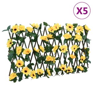 vidaXL Treillis de lierre artificiel extensible 5 Pièces jaune 180x20 cm