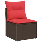vidaXL Ensemble de canapé de jardin avec coussin 7 Pièces Beige et Rouge