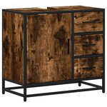 vidaXL Armoire de lavabo de salle de bain chêne fumé 65x33x60 cm