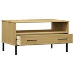 vidaXL Table basse avec pieds en métal Marron 85x50x45 cm Bois OSLO