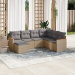 vidaXL Salon de jardin avec coussins 7Pièces mélange beige résine tressée