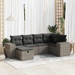 vidaXL Salon de jardin 6 Pièces avec coussins gris résine tressée