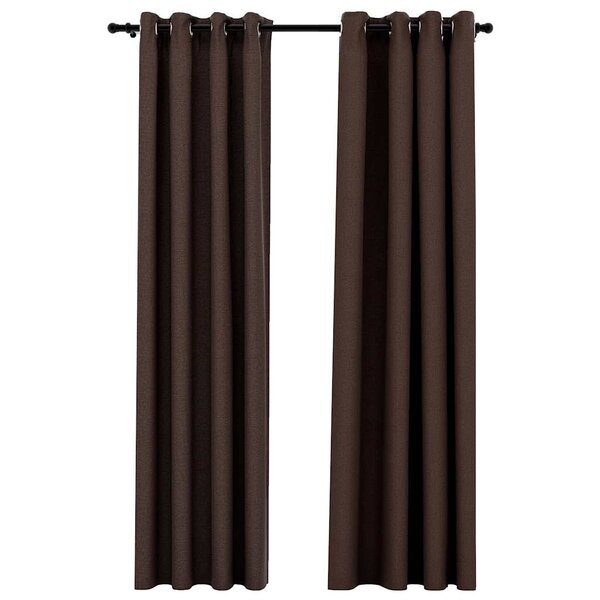 vidaXL Rideaux occultants Aspect lin avec œillets 2Pièces Taupe 140x245cm