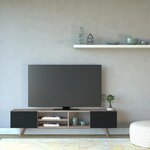 Homemania meuble tv dore 160x29 7x40 6 cm noir et noyer