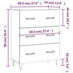 vidaXL Buffet sonoma gris 69 5x34x90 cm bois d'ingénierie