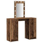 vidaXL Table de maquillage avec lumières LED Bois vieilli 102x33x135 cm