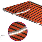 Vidaxl auvent automatique capteur de vent led 3 5x2 5 m orange marron