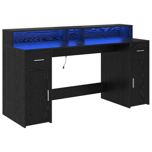 vidaXL Bureau avec porte Chêne noir 160 x 55 x 91 cm Bois d'ingénierie