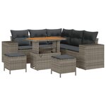 vidaXL Ensemble de canapés de jardin de 8 pièces avec des coussins en rotin poly gris et acacia.