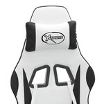 vidaXL Chaise de jeu pivotante Blanc et noir Similicuir