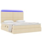 vidaXL Lit avec rangement et LED avec LED Crème 160 x 200 cm Polyester
