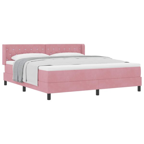 vidaXL Lit à ressorts avec matelas Rose 200 x 180 cm Polyester
