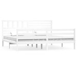 vidaXL Cadre de lit Blanc 180x200 cm Super King Bois massif