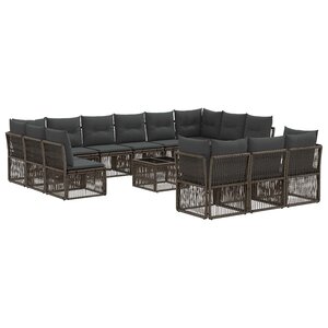 vidaXL Ensemble de canapé de jardin 14 pc Gris polyrotin