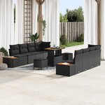 vidaXL Ensemble de canapé de jardin avec coussin 11 Pièces Noir
