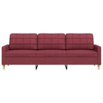 vidaXL Canapé à 3 places Rouge bordeaux 210 cm Tissu