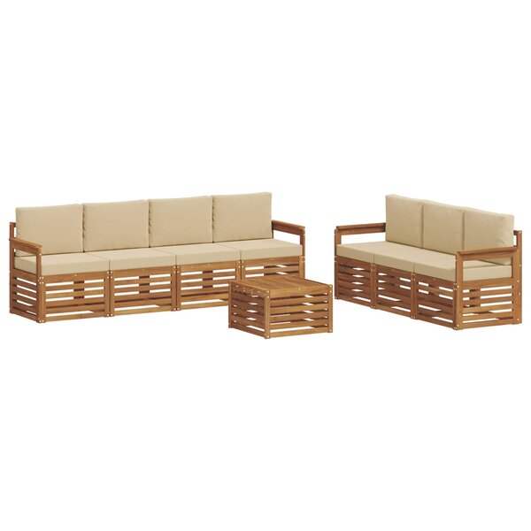 vidaXL Ensembles de canapés 8 pc Naturel et Beige Bois d'Acacia Massif