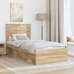 vidaXL Cadre de lit avec tête de lit Sonoma 100 x 200 cm Pin massif