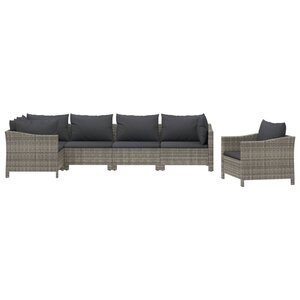 Salon de jardin meuble d'extérieur ensemble de mobilier 6 pièces avec coussins gris résine tressée 02_0016812